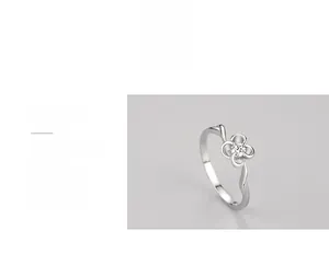 Detail of s925 sterling silver four-leaf petal ring with triple-layer polishing