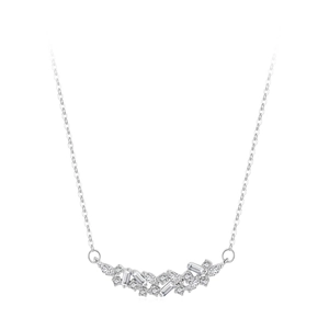 S925 sterling silver necklace featuring irregular zircon cluster pendant on a fine chain