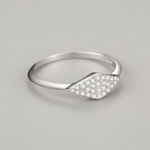 Bague géométrique en argent sterling S925 avec micro-pavé de zircons blancs fins