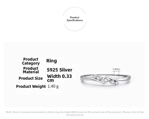 Détail macro d'une bague en argent S925 montrant une largeur de 0,33 cm et micro-zircons