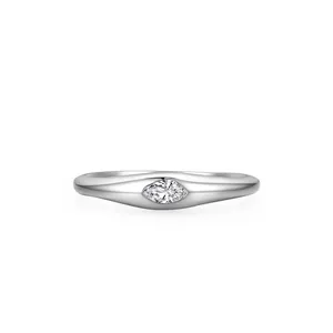 Anello in Argento Sterling 925 con Zirconia Taglio Marquise Elegante Anello Geometrico Minimalista per Donna Gioielli Moda Argento Regalo