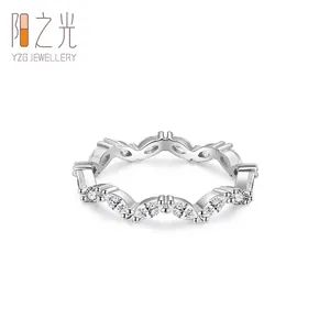 Luxury S925 Sterling Silver Marquise Zirconia Eternity Ring For Women Wave Design Band Sparkly Bridal Wedding Jewelry