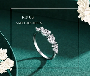 Detailed view of teardrop-shaped zircons set in a minimalist S925 silver ring band
