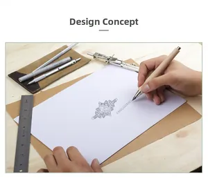 Macro design sketch of a sterling silver zircon ring with professional drafting tools