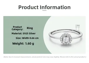 Macro detail of S925 sterling silver ring showing dimensions and inlaid cubic zirconia