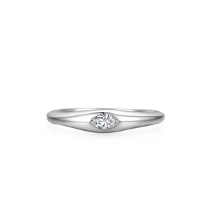 Anello minimalista in argento S925 con pietra moissanite taglio marquise