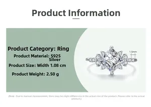 Detail of S925 sterling silver ring with square zircon stone 1.08cm wide 2.50g