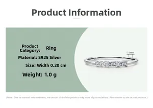 Détail de la bague en argent S925 montrant une largeur de 0,20 cm et l'incrustation