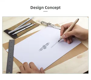 Hand-drawn design sketch of a four-claw silver diamond ring on a workspace