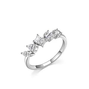 Bague en Argent Sterling S925 Avec Zirconia Taille Mixte pour Femme Poire Carré Ovale Rond Incrusté Mode Minimaliste Bijoux Cadeau