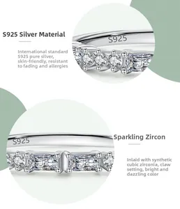 Nahaufnahme des S925 Sterling Silber Ringes mit Zirkonia-Steinen in Krallenfassung