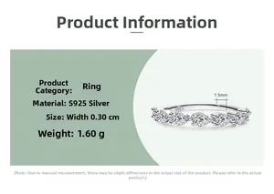 Detail view of S925 sterling silver teardrop ring with 1.60g weight and 0.30cm band width
