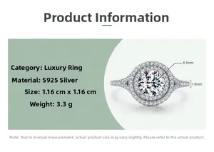 Detaillierte Spezifikationen des luxuriösen S925 Silber Rings mit 5-Karat-Simulationsdiamant