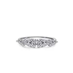 925 Sterling Silver Pear Cut Zirconia Ring Minimalist Teardrop Multi-Stone Inlaid Wedding Band For Women Jewelry Gift
