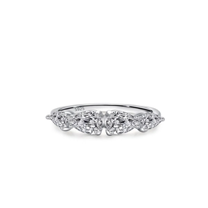 Elegant S925 sterling silver ring with four horizontal pear-cut teardrop gemstones