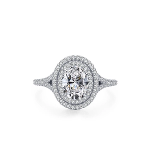 Luxurious S925 silver ring featuring a 5-carat oval moissanite in a double halo setting