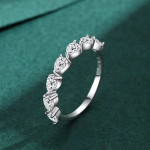 Elegant S925 sterling silver ring featuring seven sparkling teardrop-shaped gemstones