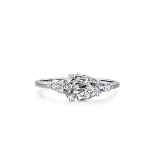 925 Sterling Silver Pear Shaped Zirconia Ring For Women Elegant Simple Water Drop Inlaid Finger Ring Fashion Jewelry Gift