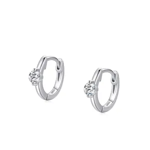 Élégantes Boucles d'Oreilles Créoles en Argent Sterling 925 Avec Zirconia pour Femmes Boucles d'Oreilles Huggie Rondes en Zirconia Cubique