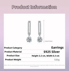 Macro shot of S925 sterling silver drop earrings featuring brilliant cut round cubic zirconia