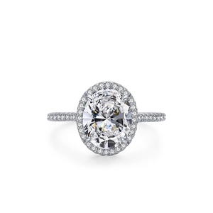 Bague halo luxueuse en argent sterling S925 avec oxyde de zirconium ovale et finition or blanc