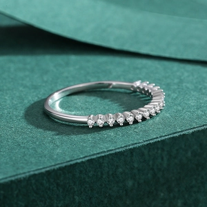 Luxurious S925 sterling silver eternity band ring with sparkling pavé cubic zirconia