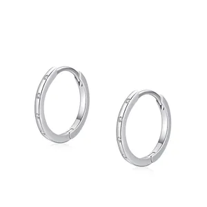 925 Sterling Silver Hoop Earrings For Women Minimalist Micro Pavé Rhinestone Circle Earrings Elegant Fashion Jewelry Accessories