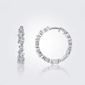 925 Sterling Silver Irregular Zirconia Hoop Earrings For Women Luxury Pave Inlaid Fashion Jewelry Geometric Earring Post Gift