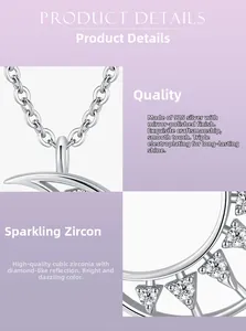 Detail of s925 silver moon pendant with mirror polishing and zircon stone setting