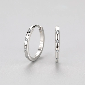 Elegant s925 sterling silver hoop earrings for women with micro-pave cubic zirconia stones