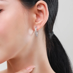 Elegant S925 sterling silver hoop earrings with shimmering pavé zircon for women