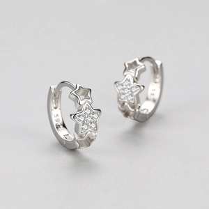 Eleganti orecchini a stella in argento S925 con scintillanti zirconi per un look raffinato