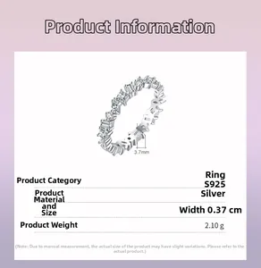 Detailed product card of S925 silver irregular ring with 3.7mm width and 2.10g weight