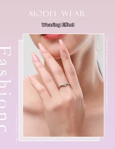 Close-up of S925 silver honeycomb ring with micro-pave zircon on a model's finger