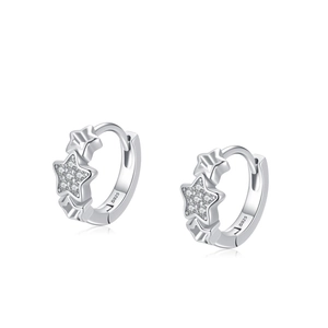 Orecchini a cerchio a stella in argento sterling S925 con zirconi incastonati
