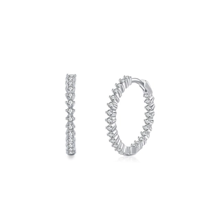 Elegante S925 Sterling Silber Creolen mit funkelnden weißen Zirkonia Pavé-Fassungen