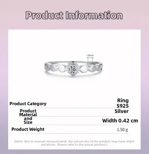 Detail of S925 silver honeycomb ring with hexagon setting and 1.8mm width parameter