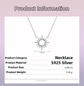 Detail view of S925 sterling silver sunflower pendant with 1.68cm diameter measurement