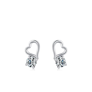 Élégantes boucles d'oreilles cœur évidé en argent S925 avec pierres de zircone