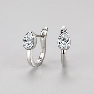 S925 sterling silver teardrop earrings featuring pear-cut cubic zirconia in a leverback style