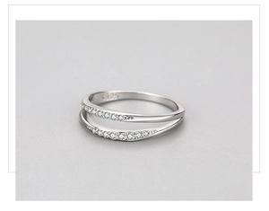 Macro detail of S925 sterling silver ring showing precise pave micro-inlaid stones