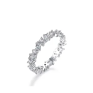 925 Sterling Silver Irregular Multi Shape Rhinestone Eternity Ring For Women Fashion Modern Geometric Sparkling Band Jewelry Gift