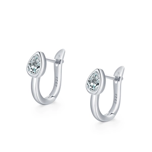 Elegant S925 sterling silver teardrop cubic zirconia hoop earrings for women in silver finish