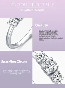 Macro detail of 925 sterling silver ring with triple-layered plating and CZ setting