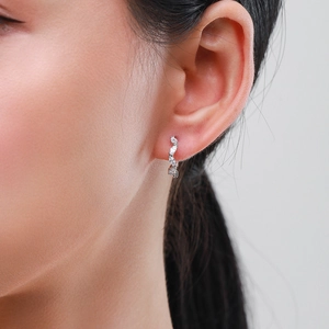 Elegant S925 sterling silver hoop earrings with marquise-cut marquise stones for women