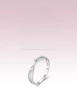 Detail shot of S925 sterling silver ring with double layers and heart motifs