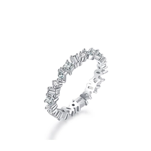Irregular S925 sterling silver ring with multi-cut sparkling zircon stones for women
