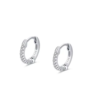 Semplici Orecchini a Cerchio in Argento Sterling 925 Con Strass per Donna Orecchini Huggie Geometrici Minimalisti Gioielli Moda