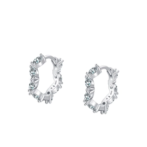 S925 sterling silver irregular hoop earrings with sparkling marquise-cut zircon stones