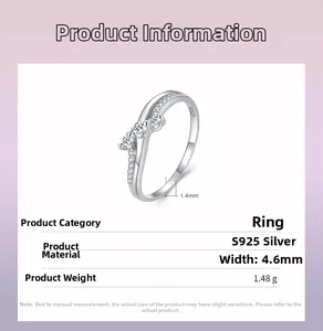 Details zum S925 Sterling Silber Ring mit drei Steinen, 4,6mm Breite und 1,48g Gewicht